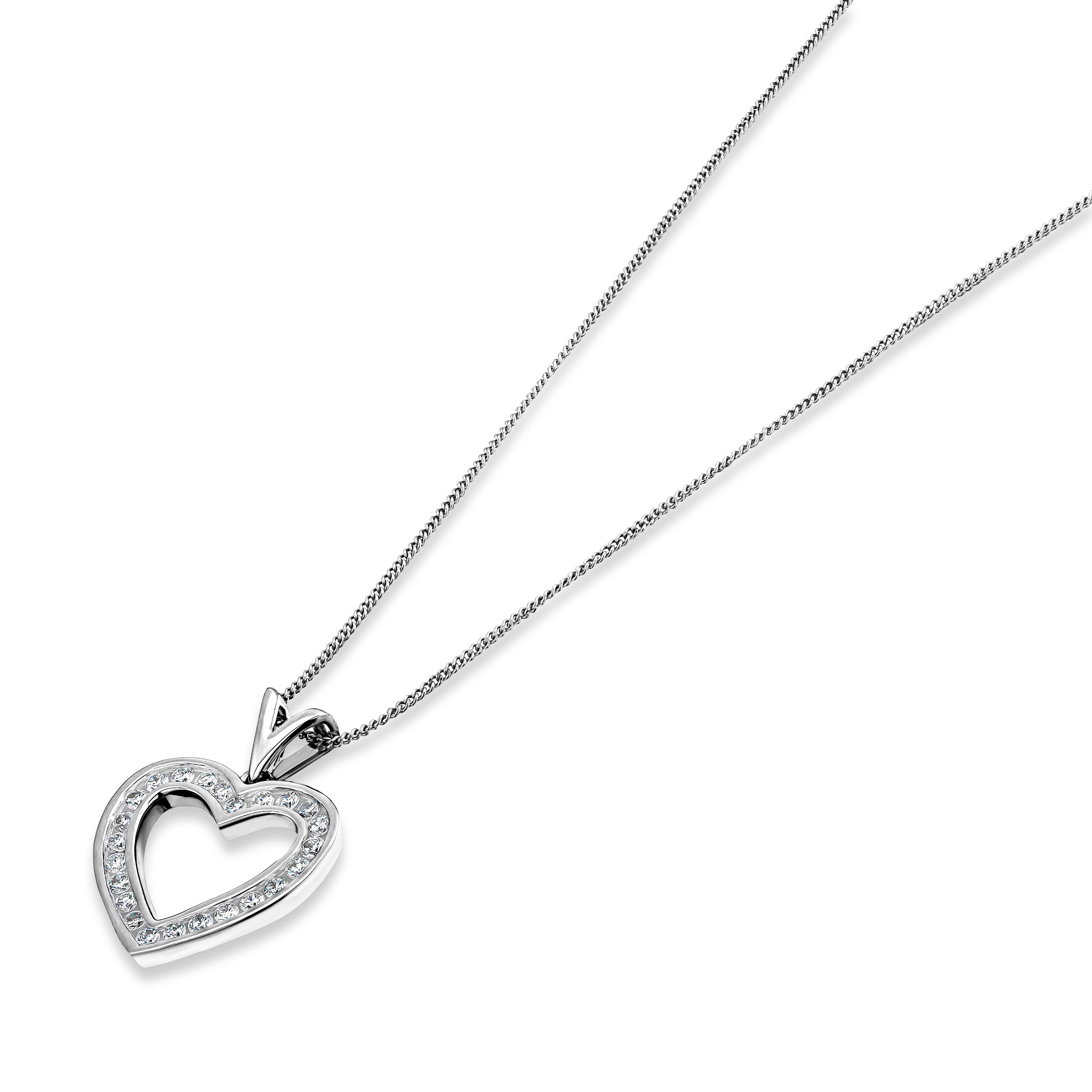 0.50ct Lab Diamond Heart Pendant Necklace H/SI Quality in 9K White Gold